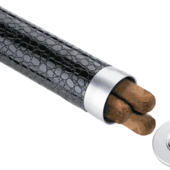 Black Glossy Crocodile Leatherette Travel Cigar Case 7 Black Glossy Crocodile Leatherette Travel Cigar Case -Visol Products shop black glossy crocodile leatherette travel humidor tube 73