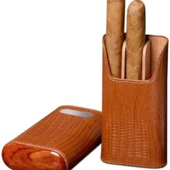 BrizardLizard Pattern Havana Leather Cigar Case With Free Engraving - Made In USA