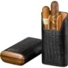 Brizard Lizard Pattern Black Leather & Zebrawood Cigar Case - Made In USA -Visol Products shop brizard co showband lizard black leather and zebrawood cigar case made in usa 41