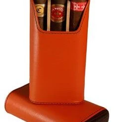 BrizardShowband Orange Leather Cigar Case