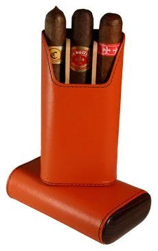 BrizardShowband Orange Leather Cigar Case 3 BrizardShowband Orange Leather Cigar Case