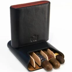 BrizardShowband Sunrise Black And Padauk 5 Cigar Case - Made In USA