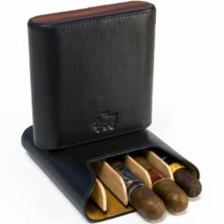 BrizardShowband Sunrise Black And Rosewood 5 Cigar Case - Made In USA