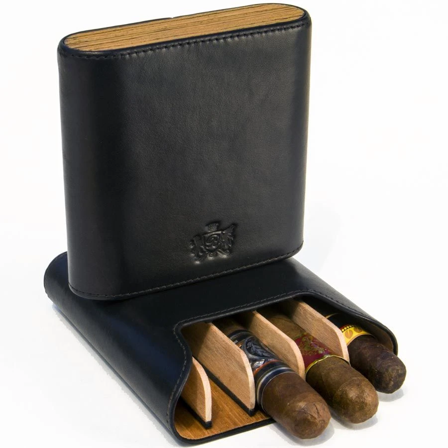 BrizardShowband Sunrise Black And Zebrawood 5 Cigar Case - Made In USA 3 BrizardShowband Sunrise Black And Zebrawood 5 Cigar Case - Made In USA