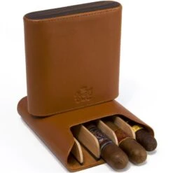 BrizardShowband Sunrise Tan And Ebony 5 Cigar Case - Made In USA