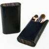 BrizardSunrise Black Leather And Ebony Flat Top Cigar Case - Made In USA -Visol Products shop brizard co sunrise black leather and ebony flat top cigar case made in usa 47