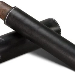 BrizardSunrise Black Leather And Padauk Single Cigar Tube - Made In USA