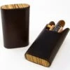 BrizardSunrise Black Leather And Zebrawood Flat Top Cigar Case - Made In USA -Visol Products shop brizard co sunrise black leather and zebrawood flat top cigar case made in usa 46