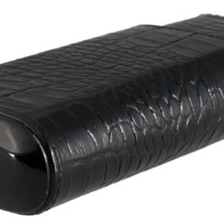 Brizard Croco Pattern Black Leather & Ebony Cigar Case - Made In USA -Visol Products shop brizard croco pattern black leather ebony cigar case made in usa 57