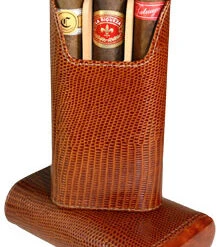 BrizardLizard Pattern Leather Havana 3 Finger Cigar Case