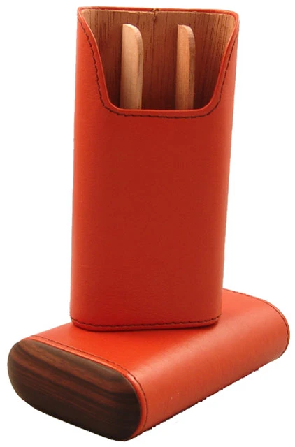 BrizardShowband Orange Leather Cigar Case 4 BrizardShowband Orange Leather Cigar Case - Image 2