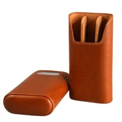 Brizard Dakota Tan Leather Cigar Case With Free Engraving - Made In USA