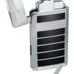 Caseti Flamei Single Jet Flame Cigar Lighter - Polished Chrome & Black Lacquer