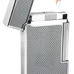 Caseti Windsor Traditional Flame Flint Lighter - Silver Carbon Fiber -Visol Products shop caseti windsor traditional flame flint lighter silver carbon fiber 96