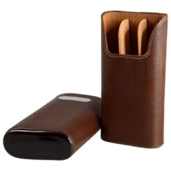 BrizardDakota Chocolate Leather Cigar Case With Free Engraving - Made In USA