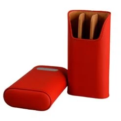 Brizard Racing Red Leather Cigar Case With Free Engraving - Made In USA -Visol Products shop cb1322 41
