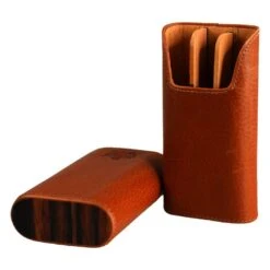 Brizard Dakota Tan Leather With Ebony Cigar Case - Made In USA