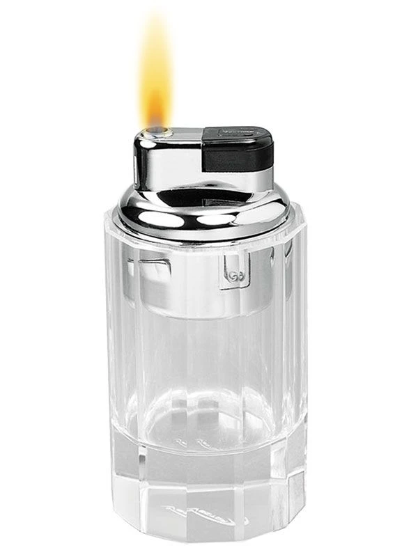 Crystal Hi-Polish Chrome Round Base Soft Flame Lighter 3 Crystal Hi-Polish Chrome Round Base Soft Flame Lighter