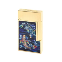 S.T. Dupont Line 2 Koi With Yellow Gold Flint Lighter -Visol Products shop s t dupont line 2 koi with yellow gold flint lighter 34