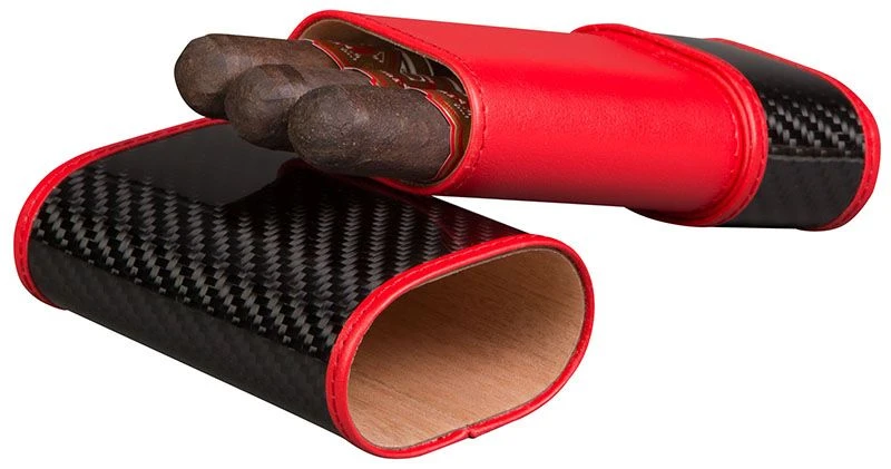 Tonino Lamborghini Carbon Fiber And Red Leather 3 Cigar Case 3 Tonino Lamborghini Carbon Fiber And Red Leather 3 Cigar Case