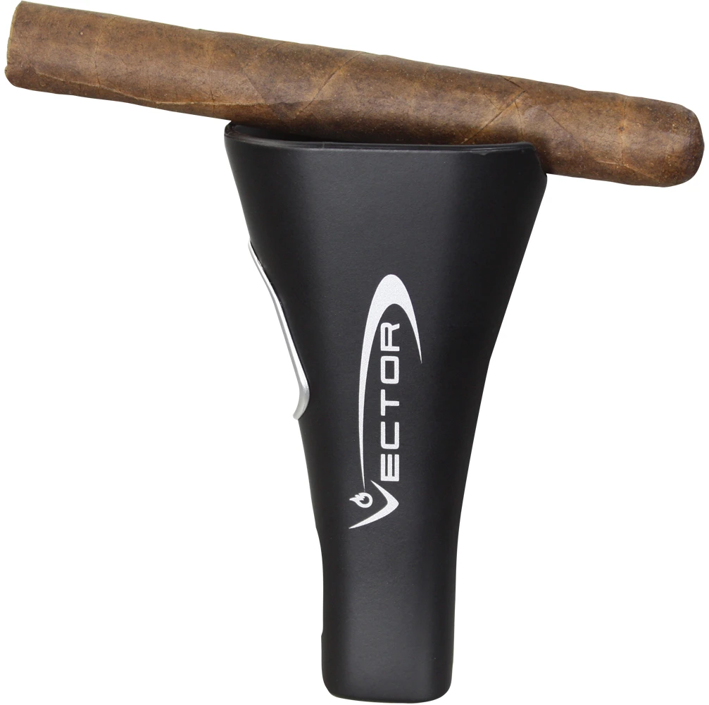 Vector Pyramid Triple Flame Lighter With Cigar Holder Black 6 Vector Pyramid Triple Flame Lighter With Cigar Holder Black - Image 4