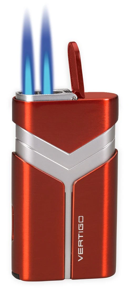 Vertigo Tron Double Torch Lighter - Red & Brushed Chrome 3 Vertigo Tron Double Torch Lighter - Red & Brushed Chrome
