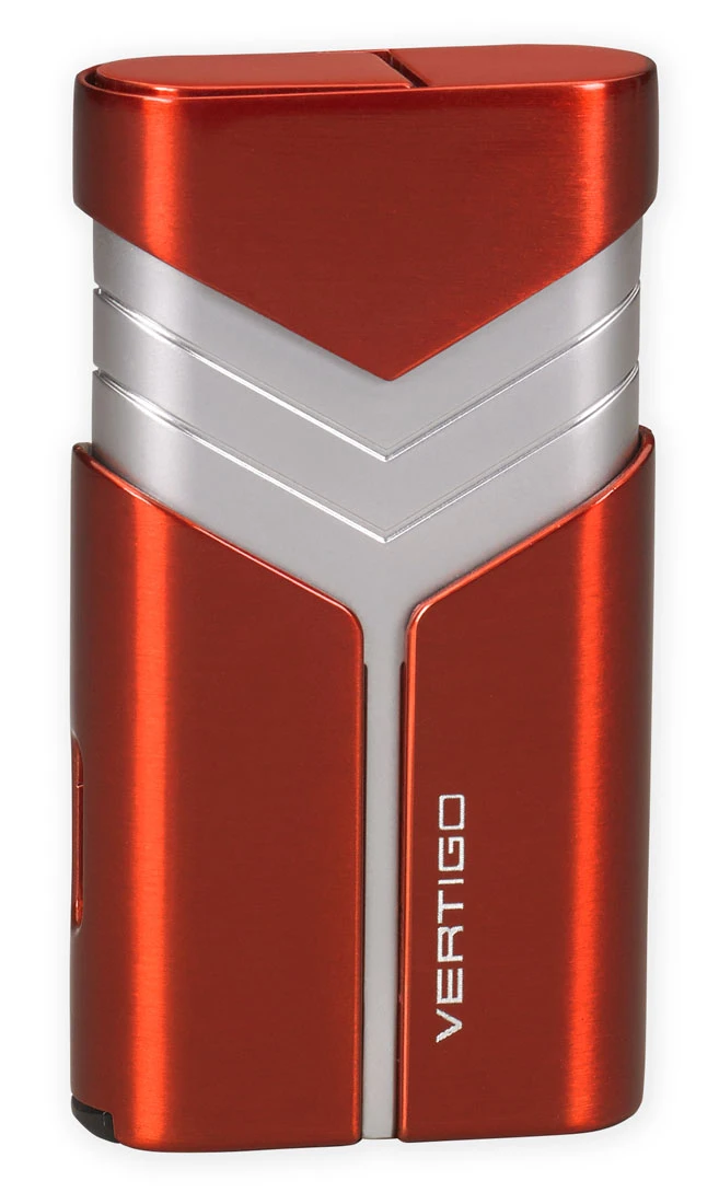 Vertigo Tron Double Torch Lighter - Red & Brushed Chrome 4 Vertigo Tron Double Torch Lighter - Red & Brushed Chrome - Image 2