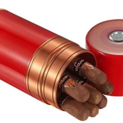 Visol Big Joe Red Lacquer & Copper Cigar Travel Humidor