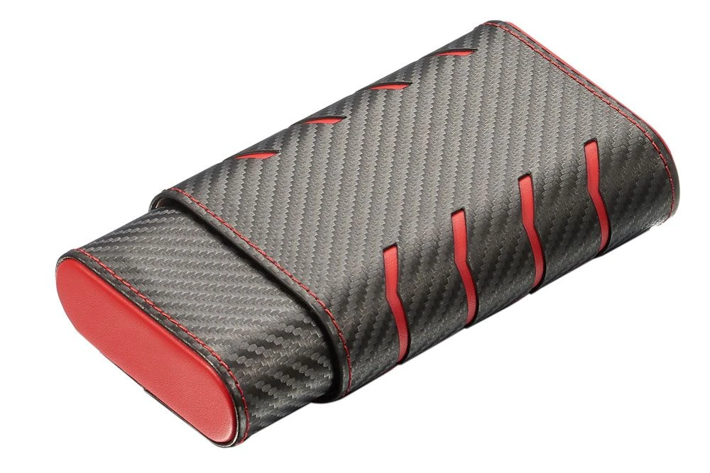 Visol Black Carbon Fiber Patterned Cigar Case - Holds 3 Cigars 3 Visol Black Carbon Fiber Patterned Cigar Case - Holds 3 Cigars