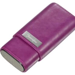 Visol Burgos Purple Leather Cigar Case - Holds 3 Cigars