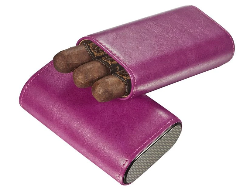 Visol Burgos Purple Leather Cigar Case - Holds 3 Cigars 5 Visol Burgos Purple Leather Cigar Case - Holds 3 Cigars - Image 3