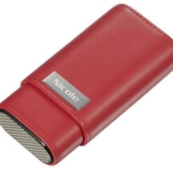 Visol Burgos Red Leather Cigar Case - Holds 3 Cigars -Visol Products shop visol burgos red leather cigar case holds 3 cigars 70