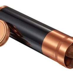 Visol Kane Travel Cigar Case - Black & Copper, Holds 3 Cigars -Visol Products shop visol carlos jr 3 cigar travel humidor polished black with copper top 100