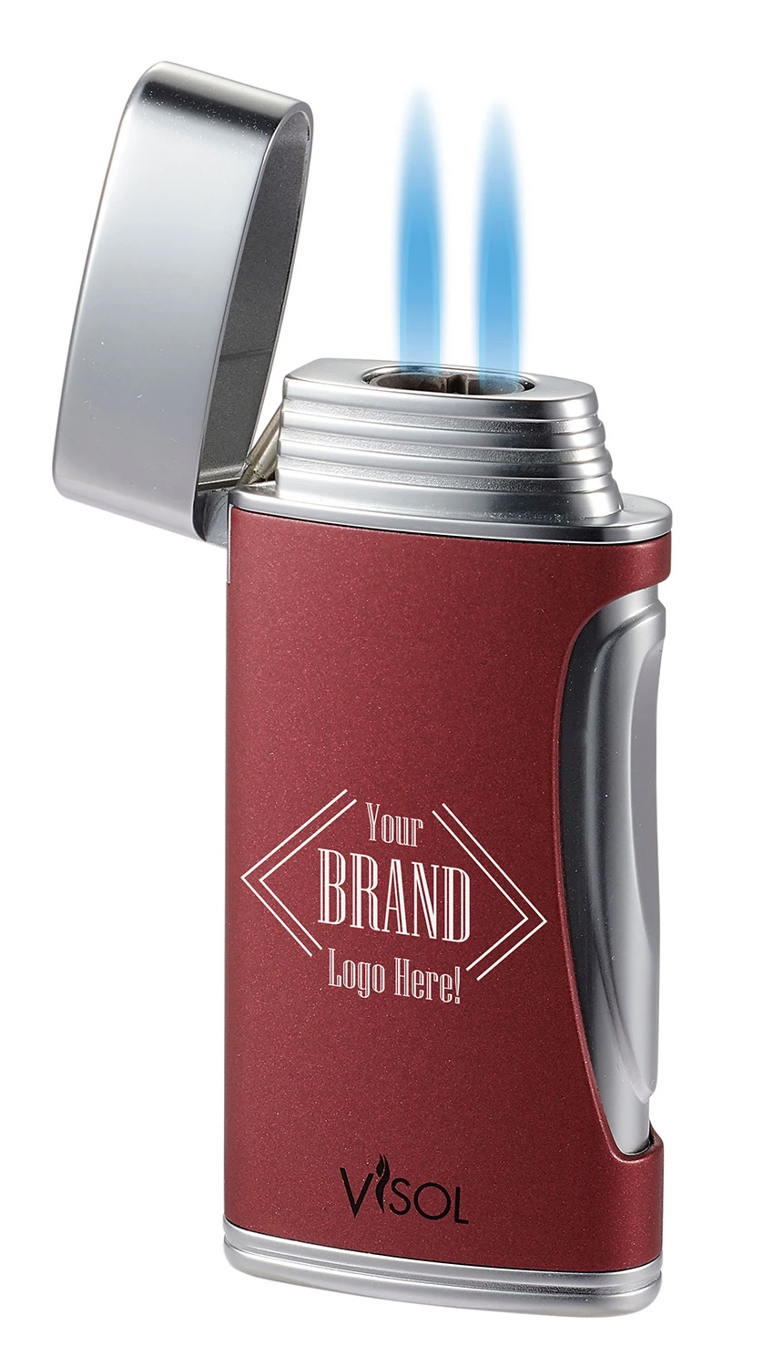 Visol DuoMatt Burgundy Double Flame Cigar Lighter 3 Visol DuoMatt Burgundy Double Flame Cigar Lighter