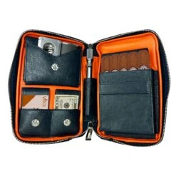 Visol Peter James Leather Navy Blue Travel Cigar Case -Visol Products shop visol peter james leather navy blue travel cigar case 9