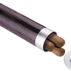 Visol Comodo Dark Purple Lizard Leatherette Aluminum Cigar Case