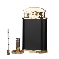 Visol Retro Triple Flame Cigar Lighter - Black & Gold