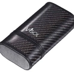 Visol Trinity Black Carbon Fiber Cigar Case - Holds 3 Cigars