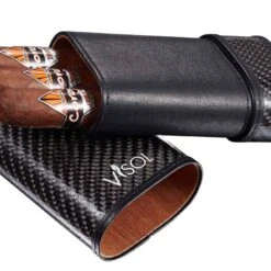 Visol Trinity Black Carbon Fiber Cigar Case - Holds 3 Cigars -Visol Products shop visol trinity black carbon fiber cigar case holds 3 cigars 93