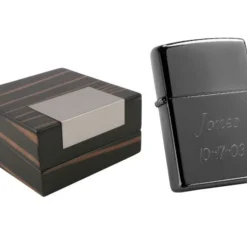 Zippo Black Ice Lighter & Visol Kadar Wooden Case Gift Set