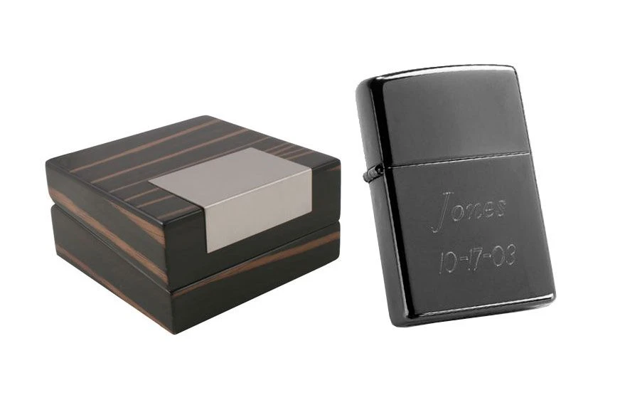 Zippo Black Ice Lighter & Visol Kadar Wooden Case Gift Set 3 Zippo Black Ice Lighter & Visol Kadar Wooden Case Gift Set