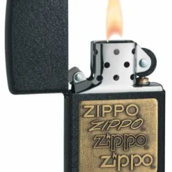 Discontinued - Zippo Brass Emblem Black Crackle Lighter