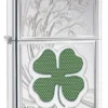 Zippo Four Leaf Clover High Polish Chrome Lighter