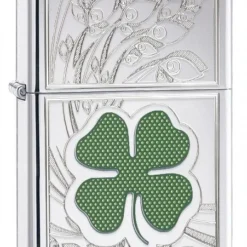 Zippo Four Leaf Clover High Polish Chrome Lighter