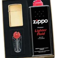 Zippo High Polish Brass Slim Lighter Gift Kit - Ships By Ground Only