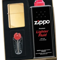 Zippo High Polished Brass Vintage Lighter Gift Kit - Ships By Ground Only