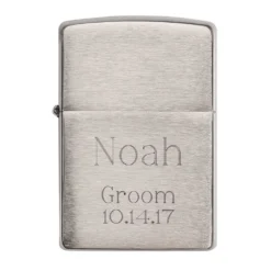 Zippo Lighter - Brushed Chrome Personalized With Free Engraving