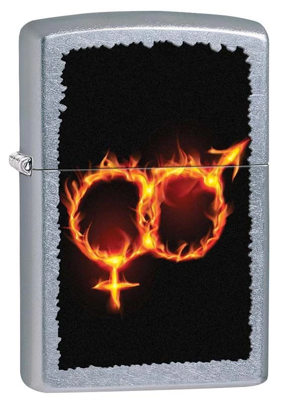 Zippo Male And Female Fire Street Chrome Lighter 3 Zippo Male And Female Fire Street Chrome Lighter