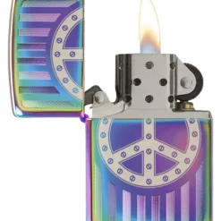 Zippo Rivit Peace Sign Spectrum Lighter