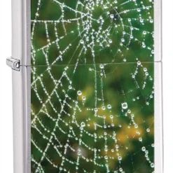 Zippo Spider Web Rain Drops Brushed Chrome Lighter